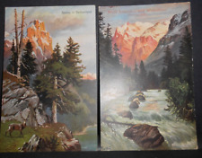 Lot of 2-- Black Lütschine and Wetterhorn, Switzerland Postcards, 1 signed KOLBY picture