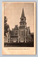 Delhi NY-New York, Panoramic First Presbyterian Church, Antique Vintage Postcard picture