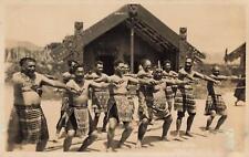 Vintage RPPC Native New Zealand Men Māori Tribe Real Photo Postcard Haka Dance picture
