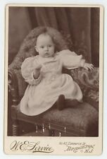 Antique Circa 1890s Cabinet Card Adorable Baby in Dress on Chair Bridgeton, NJ picture
