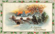c1910 Raphael Tuck Winter Landscapes People Stone Bridge Christmas  P252 picture