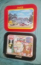 Two Vintage Look Reproduction Coca Cola Serving Trays Circa Made In USA 1994 picture