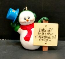 1999 Hallmark Keepsake Millennium Snowman Christmas Tree Ornament BOX T13 picture
