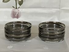 Vintage Silver Rimmed DOROTHY THORPE Mid-Century.  8 pc T Set Coasters. picture