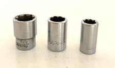 Snap On Tools Set of 3  Double Square Sockets 1/4” Drive 8 Pt TM408 TM410 TM412 picture