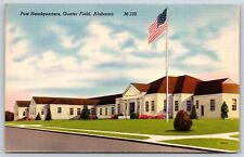 Military~Gunter Field Alabama~Post HQ~Flag~Art Deco~WWI Vintage Linen Postcard picture