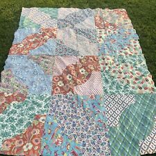 Beautiful Vintage Feedsack  Quilt Top Hand Pieced Hand Stitched  74 by 92 picture