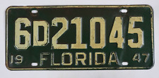 Vintage 1947 Florida License Plate Tag #6D 21045 picture