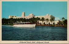 Hollywood Beach Hotel FL 1960's Inland Waterway Shamrock II Tour Boat Postcard picture