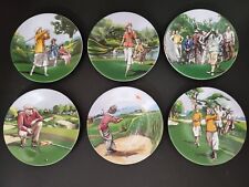 Vintage Collectible 6 Lalique France Golfers by Philippe Deshoulieres Plates 6