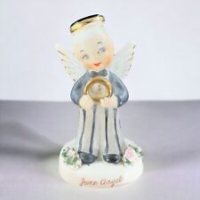 Vintage 1956 Napco June Angel Groom Gold Ring Foil Label Porcelain Figurine picture