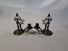 2 Vintage  Brass Candle Candlestick Holders Heavy Lead Filled Base Os103 picture