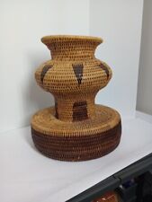 Large Hand Woven Basket Rattan Container African? Tribal? Japanese? picture