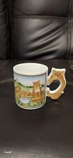 Vintage/cute Country Cat with Cat Handle Mug Ceramic Coffee Tea picture