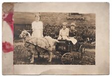 Real Photo 1920s Akron Ohio Parade Wagon Cart 1924 Goat Children Summer 4x6 VTG picture