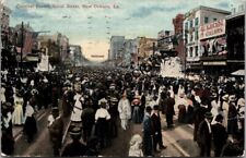 Canal Street Carnival Crowd, New Orleans, Louisiana LA Vintage Antique Postcard picture