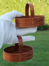 Two Small Shaker Oval Bentwood Baskets w Handle Earl Brady Enfield NH Boxes Mini picture