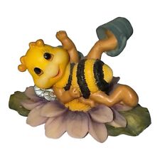 Vintage 1997 Westland Bee Happy Bubbling Bee Lying On Flower Figurine Decor picture
