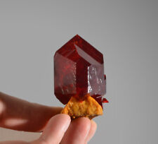 Ruby red Pruskite crystal on matrix from Poland deep red like rhodonite, realgar picture