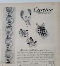 1951 Cartier circle bracelet turtle clip pin sapphires  jewelry vintage ad picture