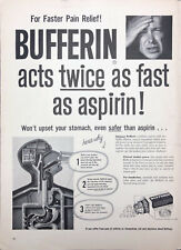 Vintage 1953 Bufferin Twice as Fast as Aspirin Print Ad Art  picture
