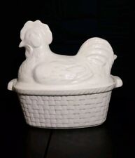 Vintage Chicken Sitting On Basket Whittier Pottery '83 Soup Tureen Ladle USA picture