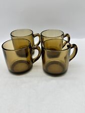 4 Vintage MCM Libbey Tawny Brown Glass Coffee Cups Tea Cups 3.5x3 picture