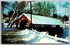 Creamery Covered Bridge Brattleboro Vermont Snow Winter Vintage UNP Postcard picture