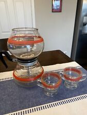 Vintage Kent Glass Coffee Vacuum  orange and yellow bands with cream and sugar picture