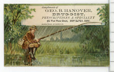 wd3 Trade Card 1890's George Hanover Druggist New Haven Conn Fisherman 554a picture