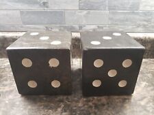 HUGE ~ Marble Or Granite Dice Bookends (Decor) ~ Pre-owned  picture