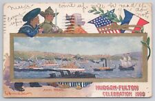 1909 Hudson Fulton Celebration Naval Parade Artist Wall Postcard Battleship V* picture