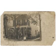 Odd Young Children Outside Haunted House Antique RPPC Old Photo Rocking Chair picture