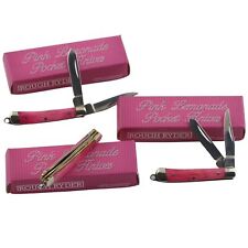 Rough Rider Tiny Mini Trapper Pocket Knife RR839 Set of 3 Pink Smooth Bone picture