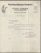 CHICOPEE FALLS, MA ~ THE FISK RUBBER COMPANY, FISK TIRES~ ILLUS. LETTERHEAD 1916 picture