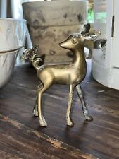 Adorable vintage BRASS Standing BAMBI w BUTTERFLY Figure Deer picture