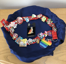 Walt Disney World Lanyard With 20 *RARE* Pins 2005-2014 and Mickey Lanyard Clip picture