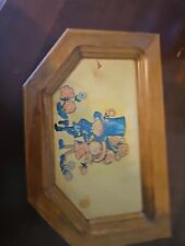 Vintage Wooden Jewelry Trinket Box 1970s Cartoonish Boy & Girl On Lid picture