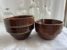 Antique McCoy mini brown crocks stacking  mixing bowls *Listing is for set of 2 picture