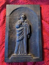 ANTIQUE 18th/19th CENTURY HAND-CARVED Wood Christian ICON SAINT PAUL Book Sword picture