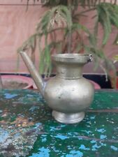 1900s Vintage Old Brass Hand Forged Bulbous Body Holy Water Milk Pot With Spout  picture