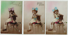 SUPER Series Set of 3 Postcards - French Girl Telephone Real Photos RPPC 1920s picture