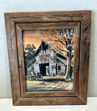 Vintage Rustic Raw Wood Picture Frame w/Barn General Store Picture 12 x 14 picture
