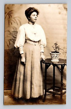 RPPC Postcard Taunton Distinguished English Woman with Sad Plant picture