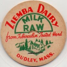 Milk Bottle Cap - Ziemba Dairy - Dudley, Massachusetts - RAW MILK picture