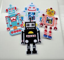 Sci-Fi Retro Robot Toy Patch Bundle x 4 Patches Cyborg Embroidery Geeky Mech War picture