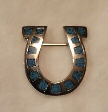 Vintage Horseshoe Belt Buckle with Turquoise (or turquoise like filled) womens picture