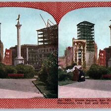 1906 San Francisco Earthquake Fire Union Square Dewey Monument Stereoview V41 picture