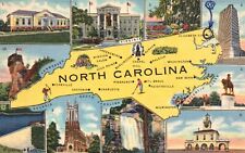 Postcard NC North Carolina State Map Multi View 1950 Linen Vintage PC H2513 picture