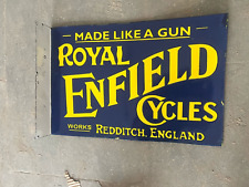 RARE PORCELAIN ROYAL ENFIELD ENAMEL SIGN 24X16 INCHES DOUBLE SIDED WITH FLANGE picture